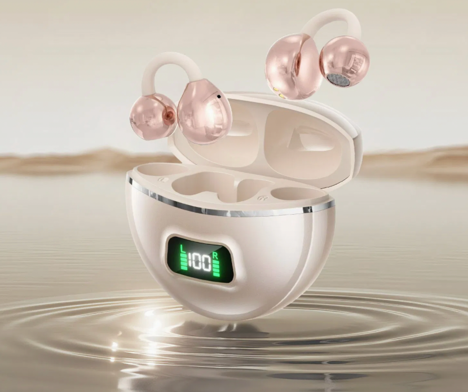Compact Semi-In-Ear Wireless Earbuds with Digital Display