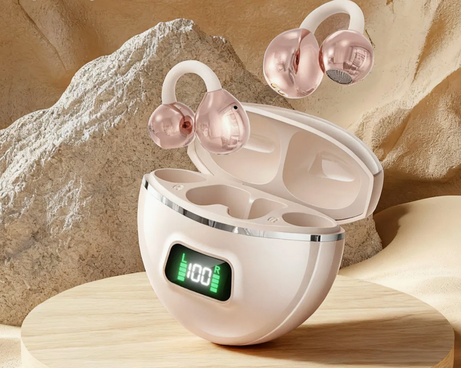 Compact Semi-In-Ear Wireless Earbuds with Digital Display